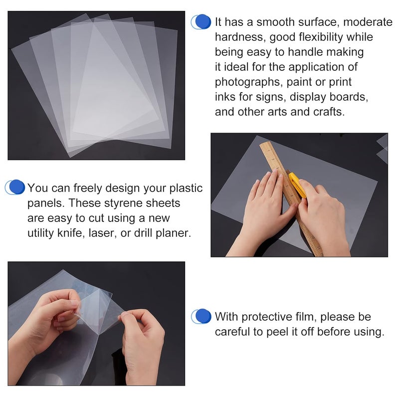 AHANDMAKER 20 Pcs Clear PVC Flexible Plastic Board Sheet, 8.25 x 11.75 inch Clear Plastic Sheet with Protective Paper for Craft, Windows, Picture Frames, DIY Display Projects - Image 4